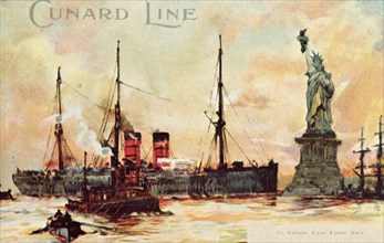 'Cunard Line - In Upper New York Bay', c1900