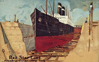 Red Star liner in dry dock for repair, c1905