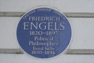 Blue plaque commemorating Fredrich Engels, Primrose Hill