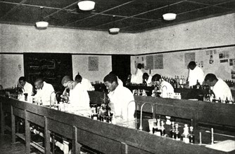 'Scenes in a Native College - Students of Bacteriology at the Fort Hare Native College at Alice in C Creator: Unknown,