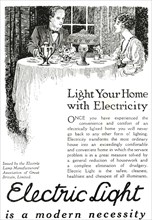 'Electric Light is a modern necessity',1920