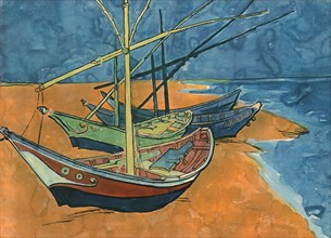 'Sailing Boats on the Beach at Les Saintes-Maries', June 1888, (1947).  Creator: Vincent van Gogh.