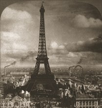 'Eiffel Tower, 300 meters high, across the Seine from the Trocadero, Paris, France', 1901.  Creator: Works and Sun Sculpture Studios.