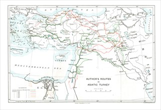 'Author's Routes in Asiatic Turkey', c1915.  Creator: Stanford's Geographical Establishment.