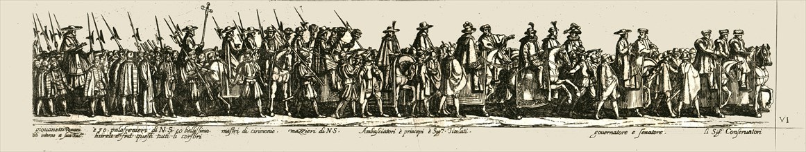 Procession of officials and nobles, late 16th-early 17th century. Creator: Unknown.