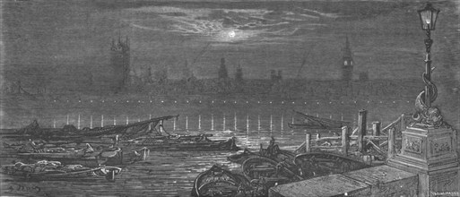 'The Houses of Parliament at Night', 1872.  Creator: Gustave Doré.