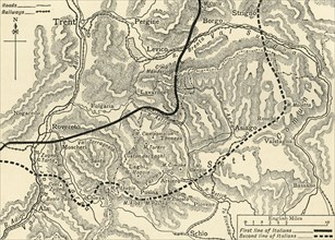 'Map illustrating the Austrian Attack in the Trentino, May, 1916', (c1920). Creator: Unknown.