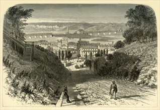 'Bridges on the Mississippi, at Dubuque', 1874.  Creator: John Filmer.