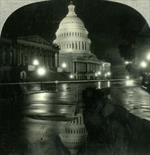 'The Dazzling Dome of the Capitol on a Rainy Night, Washington D.C.', c1930s. Creator: Unknown.