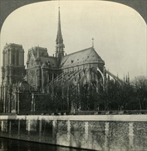 'Cathedral of Notre Dame, Showing Flying Buttresses, Paris, France', c1930s. Creator: Unknown.