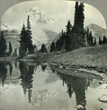 'Mt. Rainier from Mirror Lake, Indian Henry's Hunting Ground, Mt. Rainier National Park, Washington' Creator: Unknown.