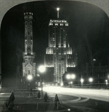 The Man-made Star - Lindbergh Beacon, Palmolive Building, Chicago, Illinois.', 1930s. Creator: Unknown.