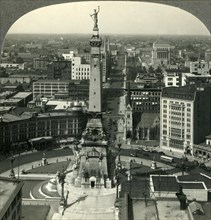 'Looking North over Soldiers' and Sailors' Monument in the Heart of Indianapolis, Ind.', c1930s. Creator: Unknown.