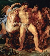 The drunken Hercules, led by a Nymph and a Satyr, ca 1614. Creator: Rubens, Pieter Paul (1577-1640).