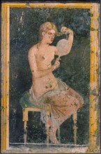 Woman with a Mirror, 1st H. 1st cen. AD. Creator: Roman-Pompeian wall painting.