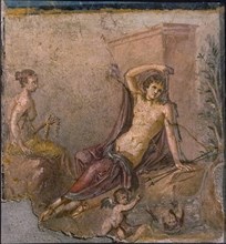Narcissus, Echo and Eros, 1st H. 1st cen. AD. Creator: Roman-Pompeian wall painting.