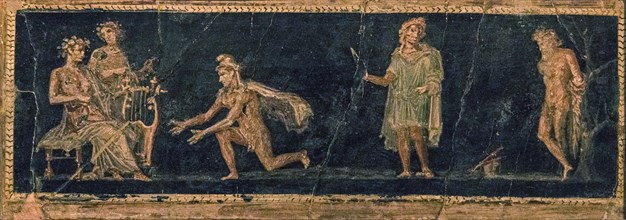 The Musical Contest between Apollo and Marsyas, 1st H. 1st cen. AD. Creator: Roman-Pompeian wall painting.