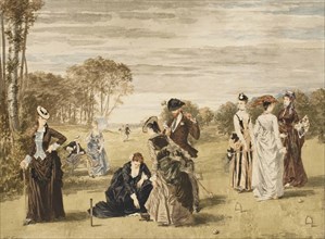 The croquet game, 1874. Creator: Gavarni, Pierre (1846-1932).