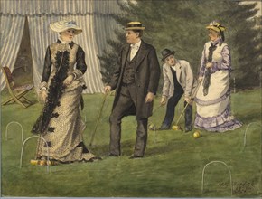 The croquet game, 1875. Creator: Burdick, Horace Robbin (1844-1942).