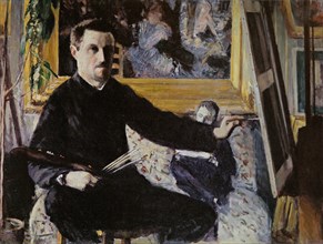Self-Portrait with Easel, 1879-1880. Creator: Caillebotte, Gustave (1848-1894).