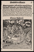 Title page of the book "Ship of Fools" by Sebastian Brant, 1497. Creator: Anonymous.