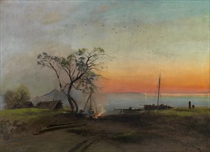 Fishermen on the Volga. Creator: Savrasov, Alexei Kondratyevich (1830-1897).