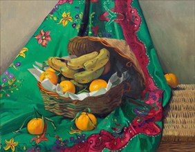 Basket of tangerines and bananas, 1923. Creator: Vallotton, Felix Edouard (1865-1925).