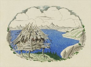 The Hut on Chicken Legs. Illustration to the poem Ruslan and Lyudmila by A. Pushkin, 1921-1926. Creator: Chekhonin, Sergei Vasilievich (1878-1936).