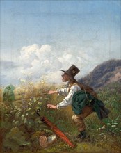 The butterfly catcher (Botanist), c. 1837. Creator: Spitzweg, Carl (1808-1885).