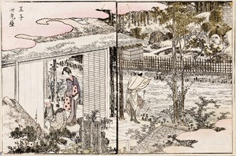 The restaurant Ebiya in Oji. From the series Pleasures in the Eastern Capital, 1802. Creator: Hokusai, Katsushika (1760-1849).