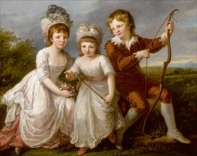 Portrait of Lady Georgiana Spencer, Henrietta Spencer and George Viscount Althorp, c. 1766. Creator: Kauffmann, Angelika (1741-1807).
