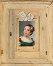 Trompe l'oeil with the portrait of a young woman, 1755. Creator: Juncker, Justus (1703-1767).