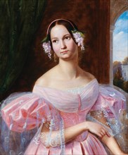 Portrait of Helene of Mecklenburg-Schwerin (1814-1858), Duchess of Orleans as a bride, 1830s. Creator: Lenthe, Gaston Camillo (1805-1860).