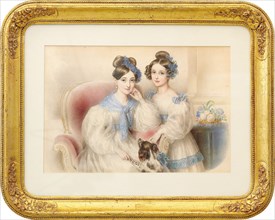 Double Portrait of the Archduchesses Maria Theresa (1816-1867) and Maria Karoline (1825-1915), 1832. Creator: Ender, Johann Nepomuk (1793-1854).