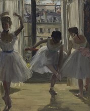 Danseuses dans une salle d'exercice (Trois Danseuses) , 1873. Creator: Degas, Edgar (1834-1917).