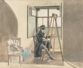 The painter Johann Adam Klein (1792-1875) before His Easel , 1818. Creator: Erhard, Johann Christoph (1795-1822).