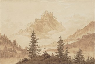 Mountain landscape with fog in the valley, ca 1805. Creator: Friedrich, Caspar David (1774-1840).