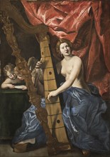 Venus playing the harp, c.1630. Creator: Lanfranco, Giovanni (1582-1647).