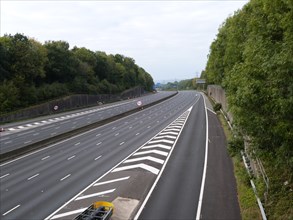 Deserted M27 Motorway due to closure for bridge demolition at Rownhams 2018. Creator: Unknown.