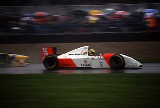 McLaren MP4-8, Ayrton Senna 1993 European Grand Prix at Donington. Creator: Unknown.