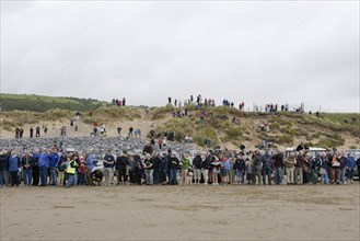 Spectators at Pendine sands July 2015, watching Sunbeam 350hp. Creator: Unknown.