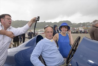 Don Wales and Blue Bird fan Claire Meadows Pendine Sands 2015. Creator: Unknown.