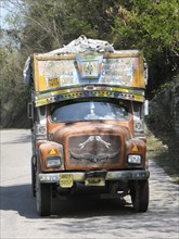 Colourful Indian lorry on road in India. Creator: Unknown.