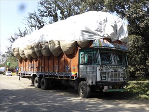 Tata truck with heavy load, India. Creator: Unknown.