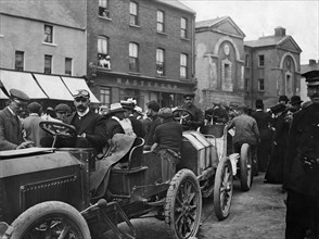 J.W. Stocks in Napier at Athy during 1903 Gordon Bennett race. Creator: Unknown.