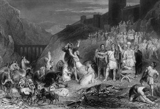 'The destruction of Achan and his children in the valley of Achor', 19th century. Creator: R Staines.