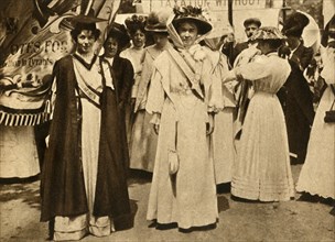 Christabel Pankhurst and Emmeline Pethick-Lawrence, Hyde Park, London, 21 June 1908, (1933).  Creator: Unknown.