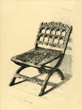'Folding-Chair, Walnut Wood', 16th-17th centuries?, (1881).  Creator: Frederick Albert Slocombe.