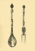 Spoon and fork, 15th century, (1881). Creator: T Charbonnier.