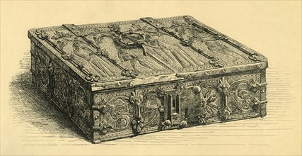 Wood and leather casket, 1350-1370, (1881).  Creator: Frederick Albert Slocombe.